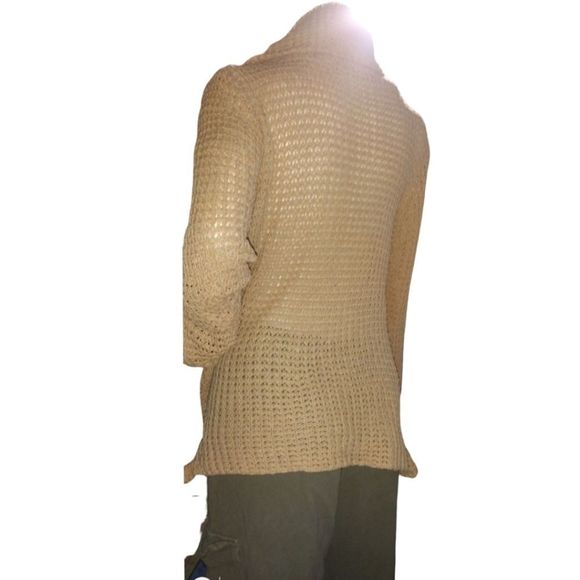 Cowl Neck with Button Detail Long Sleeve Faux Wrap Sweater Cardigan Size Small - Picture 9 of 12